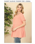 Ruffle Short Sleeve Coral